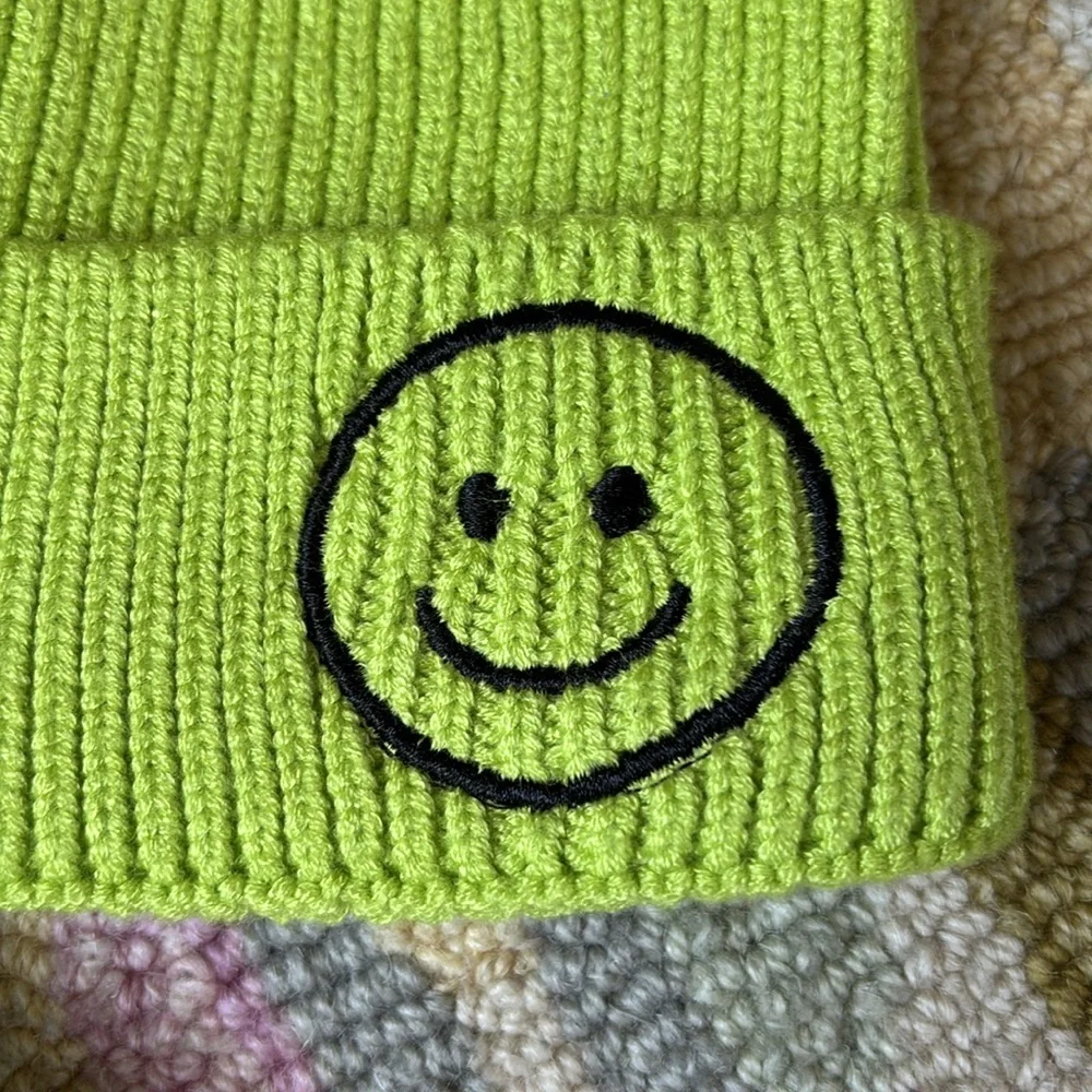 🍦HOST PICK🍦Rainbow Unicorn Birthday Surprise Smiley Beanie Bright Green LIME nwt